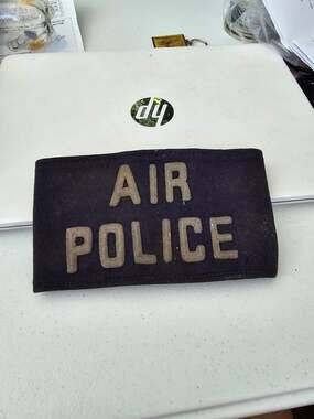 Vintage Military Air Police Wool Armband Leather Cuff